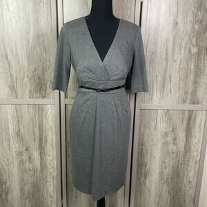 Donna Ricco surplice wrap front 3/4 sleeve midi dress women's 8P